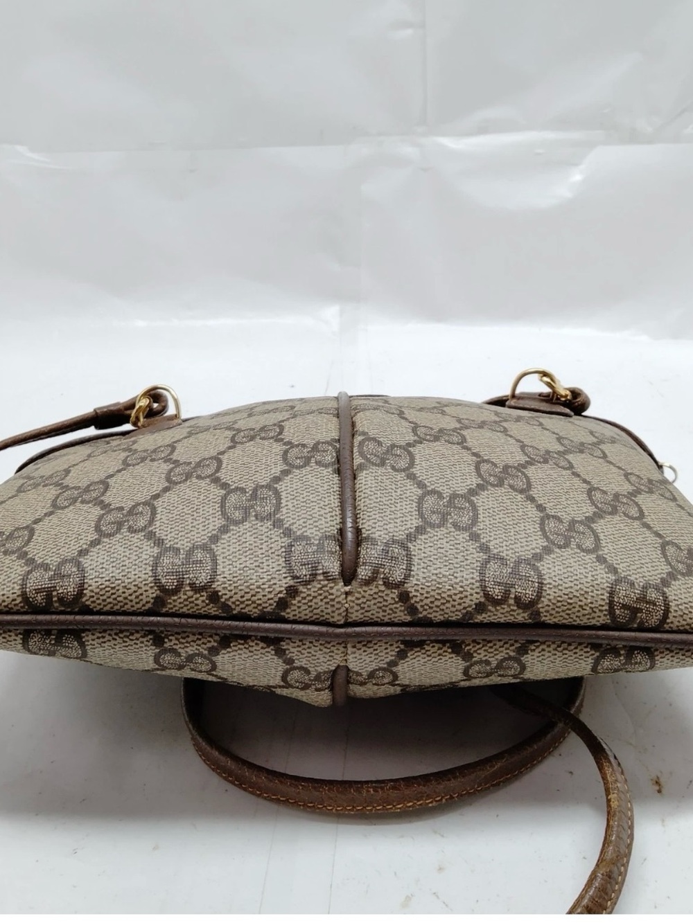 Gucci Beige GG Canvas Crossbody with Brown Leather Trim and Green-Red Web - Picture 5 of 7